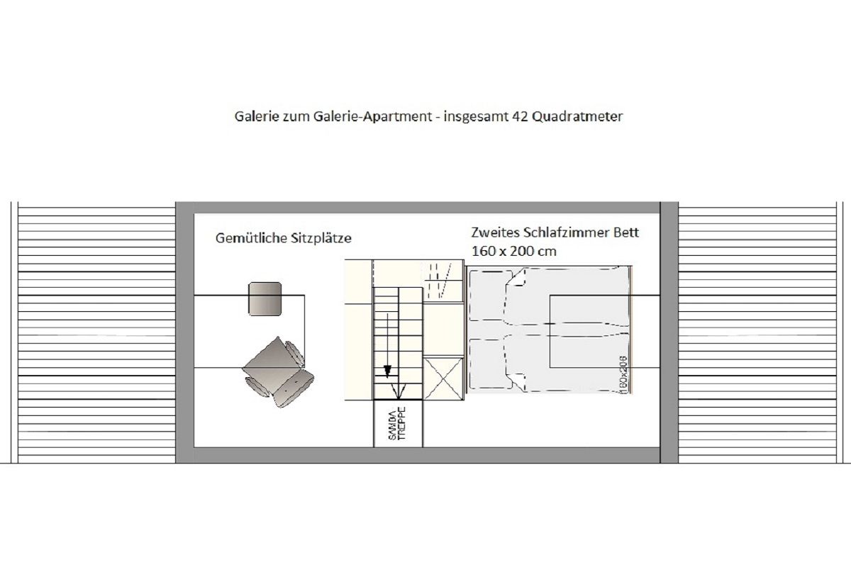 Grundriss Galerie zum Galerie-Apartment Boardinghouse Bodensee