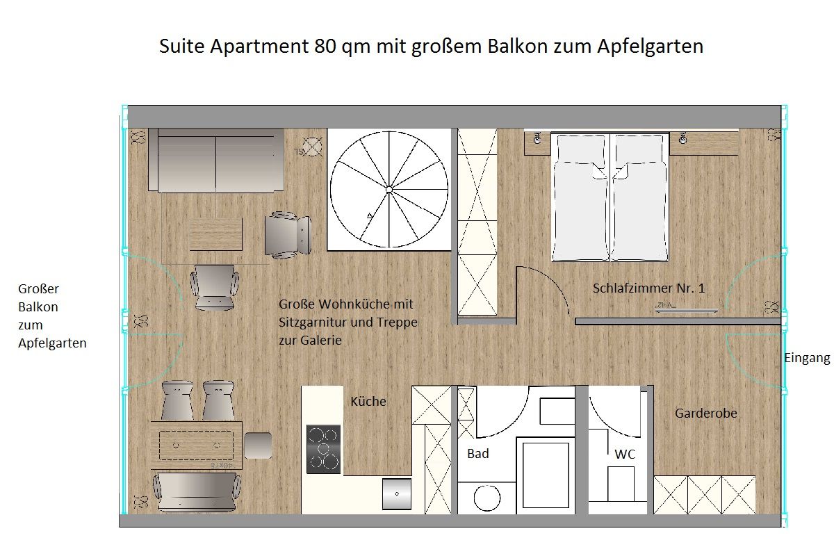 Grundriss Suite Apartment 80 Quadratmeter Boardinghouse Bodensee