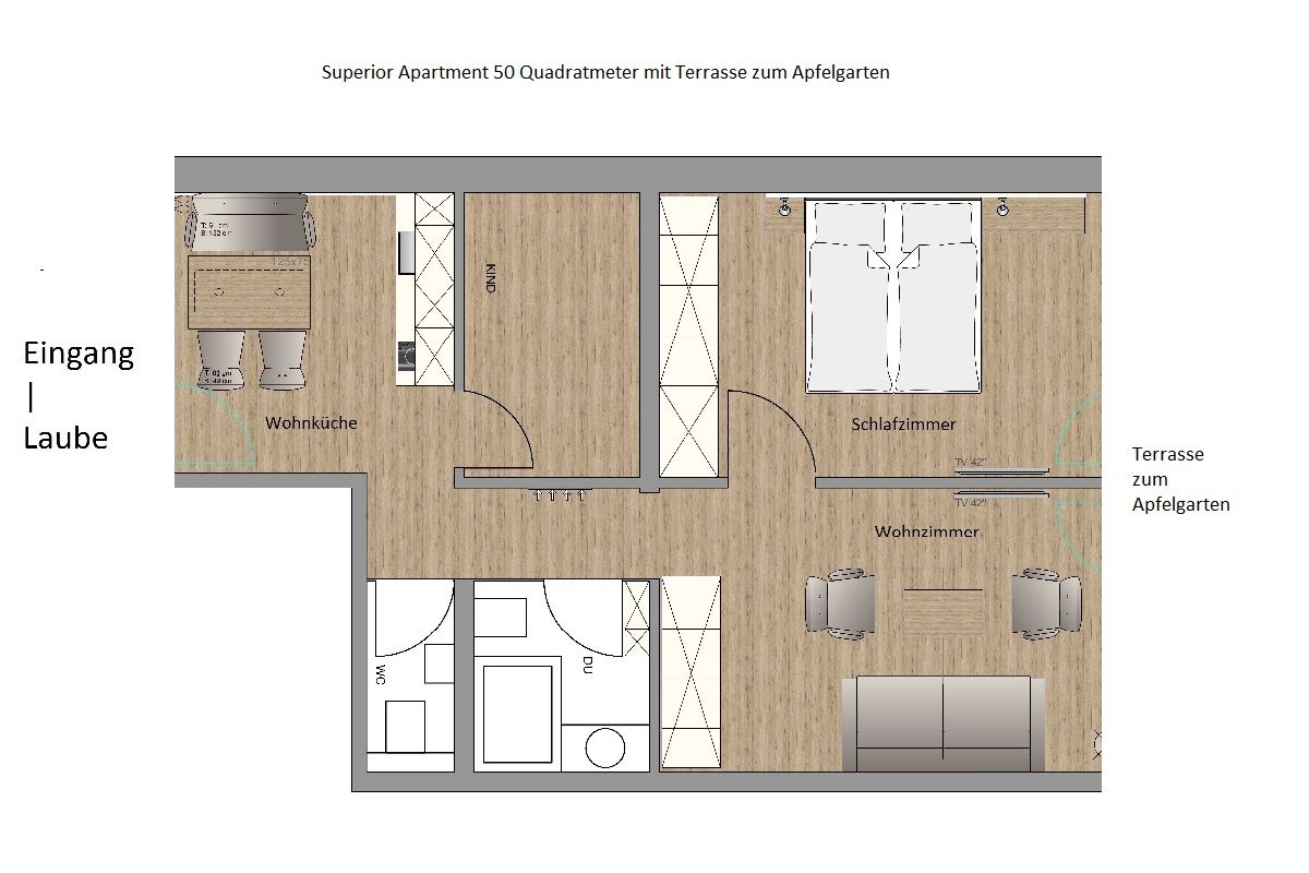 Grundriss Superior Apartment 50 Quadratmeter Boardinghouse Bodensee