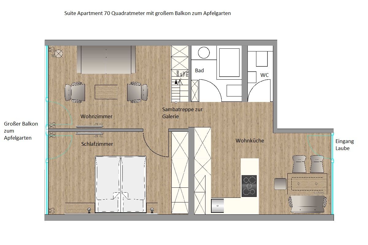 Grundriss Superior Apartment 70 Quadratmeter Boardinghouse Bodensee