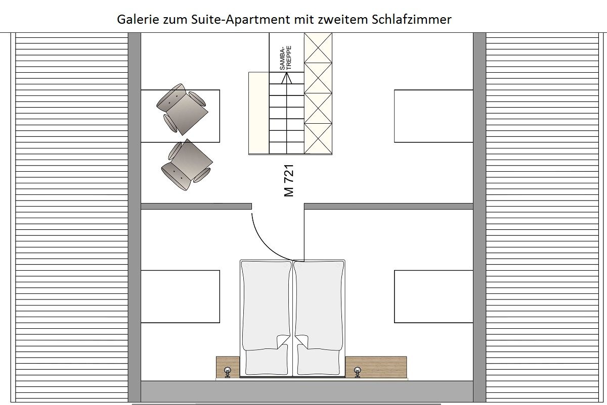 Grundriss Superior-Apartment Galerie 70 Quadratmeter Boardinghouse Bodensee