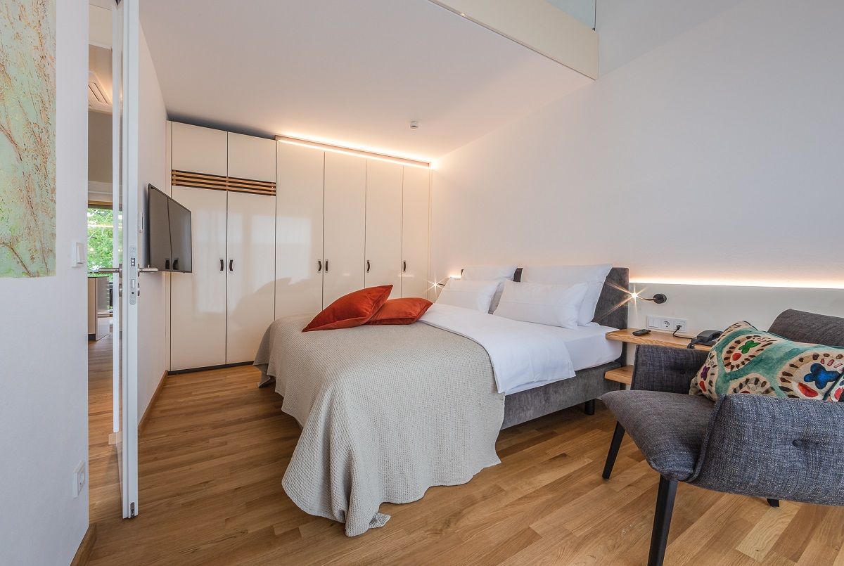 Boardinghouse Bodensee Suite Apartment 70 qm Schlafzimmer ein